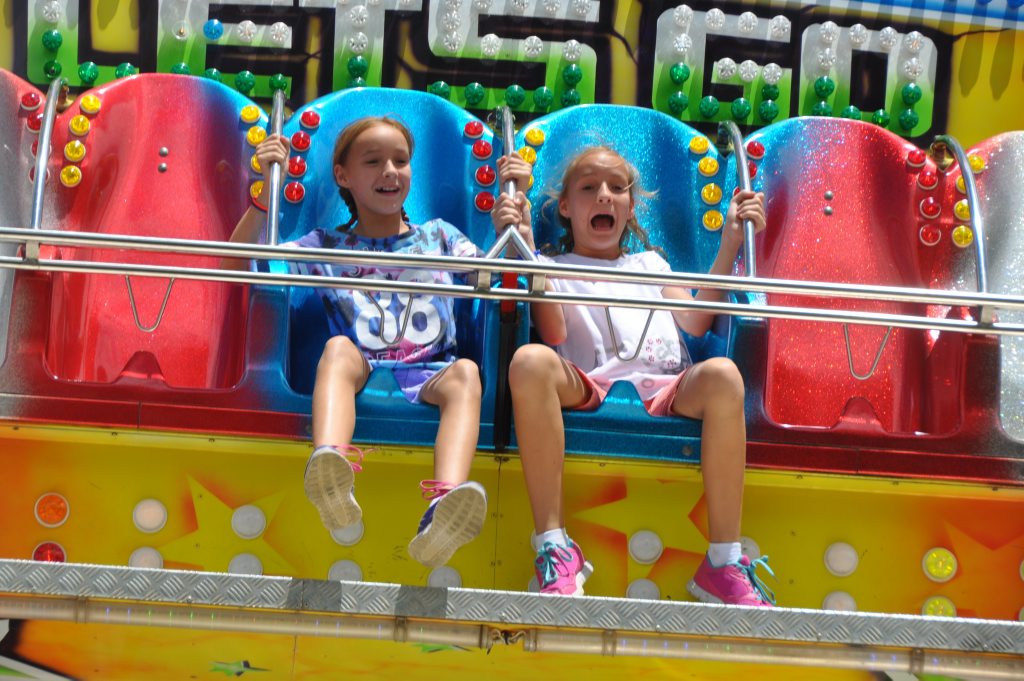 Sophie and Maddison Hallen from the Gold Coast had a terrifying ride in the sideshow alley at the Allora Show last year.